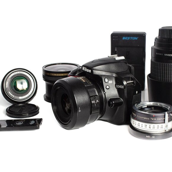 Nikon D3400 Studio Kit w/ Camera Lenses and Photography Lighting Setup